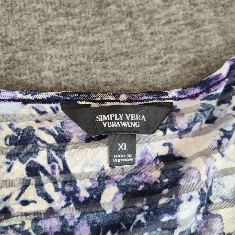 Lot of2 Simply Vera Wang Empire Waist Asym Flowy Dresses XL Black Purples Floral - Picture 5 of 7
